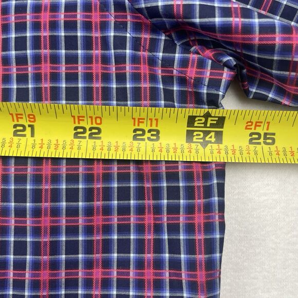 NWT Bugatchi Mens Pink/Navy Plaid Button Up Lone Sleeve-L - Picture 8 of 15